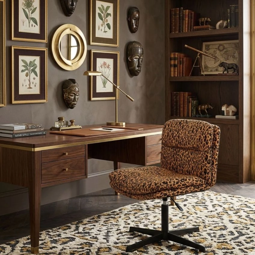 Rosso Office Chair Burnt Orange Velvet & Black
