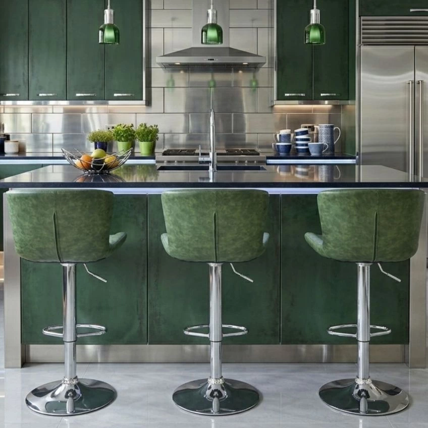 Sitch Bar Stool Aged Brown Leather & Chrome Base
