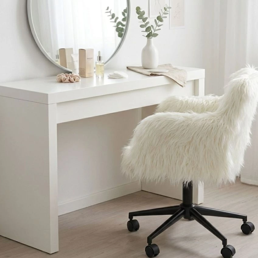 Snoop Office Chair Cream Faux Fur & Black
