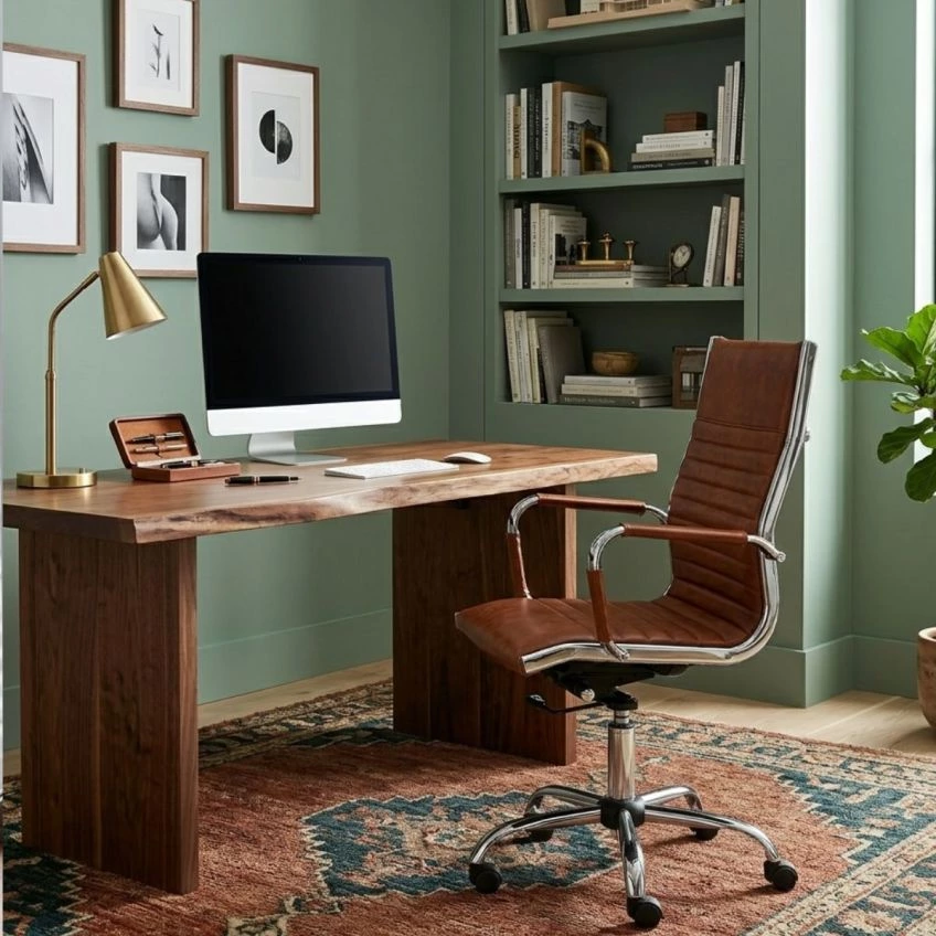 Spark Office Chair Vintage Brown Faux Leather & Chrome
