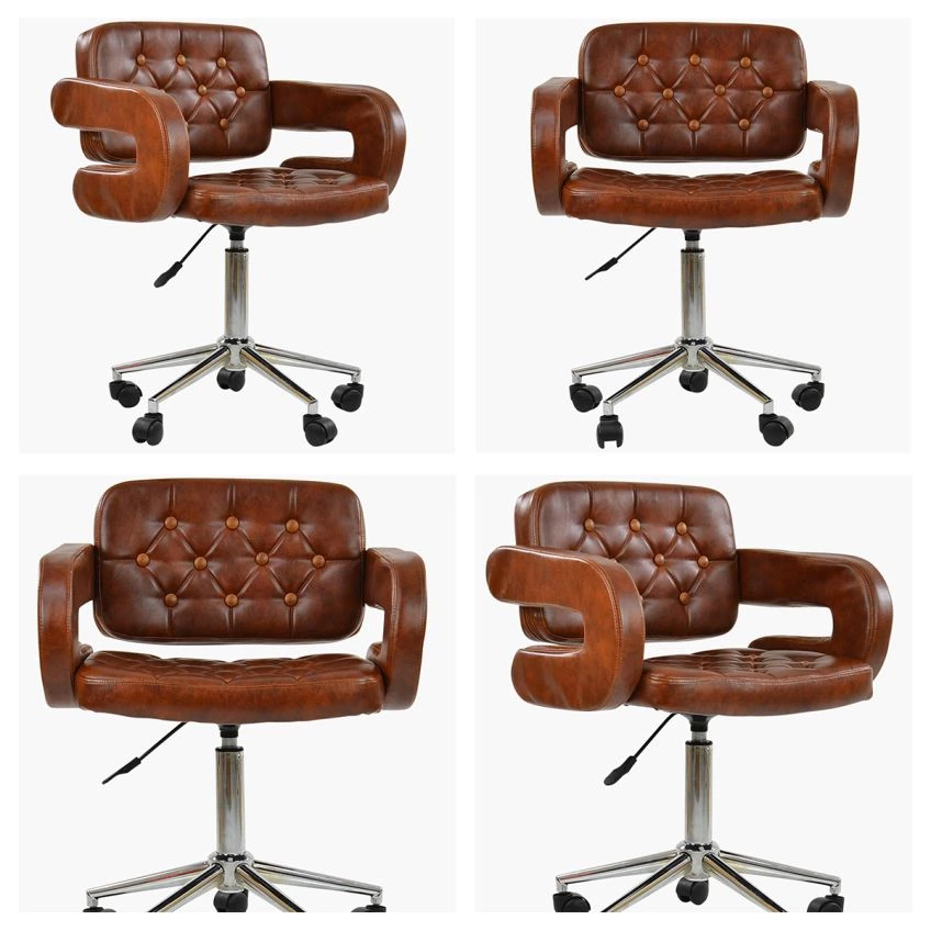 Stanford Office Chair Vintage Brown Faux Leather Chrome