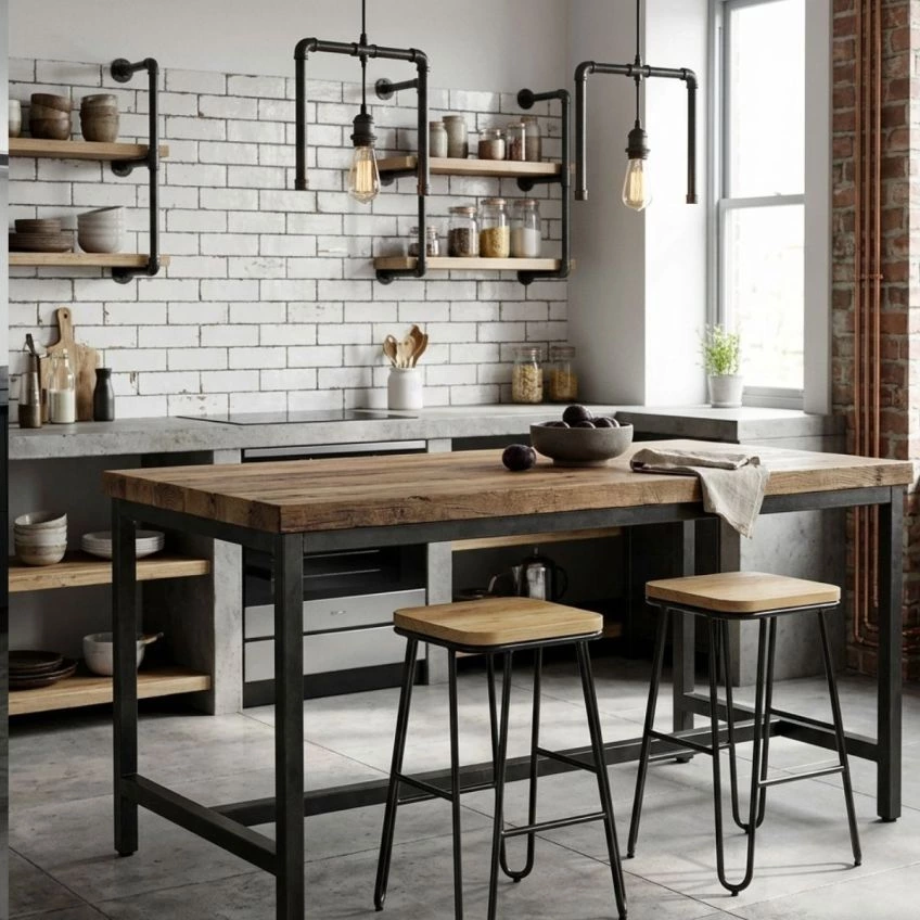 Strand Bar Stool Wood & Black Leg

