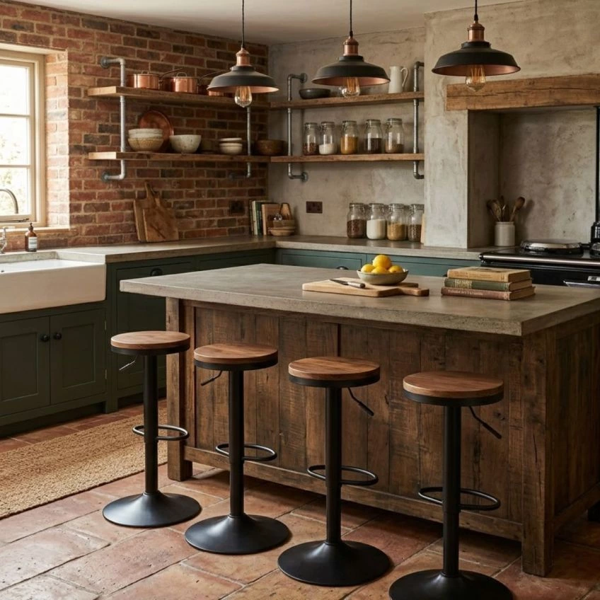 Sweeny Bar Stool Light Wood & Black
