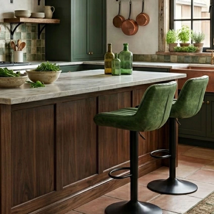 Sydney Bar Stool Aged Brown Leather & Black Base
