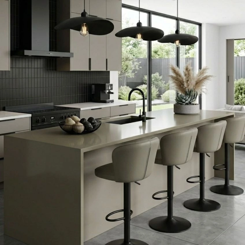Tribeca Bar Stool Pink Velvet & Black
