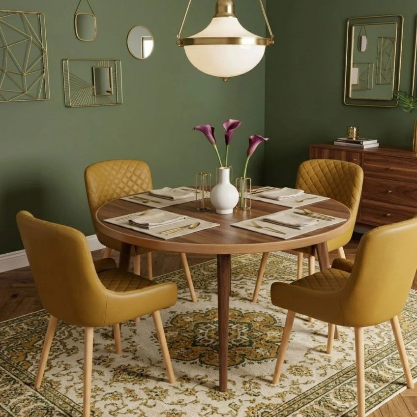 Viby Dining Chair Vintage Brown Leather & Wood Leg
