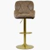 Bowston Bar Stool in Aged Brown Leather with High Backrest