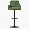 Bronx Bar Stool in Aged Olive Green Leather