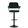 Nova Bar Stool in Emerald Green Velvet with Armrests