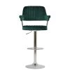 Perona Bar Stool in Emerald Green Velvet with Armrests