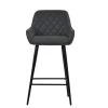 Carson Bar Stool in Dark Grey Leather & Black Base