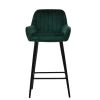 Hamilton Bar Stool in Emerald Green Velvet & Black Base