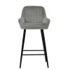 Hamilton Bar Stool in Light Grey Velvet & Black Base