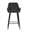 Hamilton Bar Stool in Dark Grey Leather & Black Base
