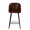 Brooklands Bar Stool in Vintage Brown Leather & Black Base