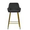 Hamilton Bar Stool in Dark Grey Leather & Gold Base