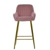 Hamilton Bar Stool in Pink Velvet & Gold Base