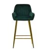 Hamilton Bar Stool in Emerald Green Velvet & Gold Base