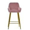 Carson Bar Stool in Pink Velvet & Gold Base