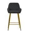 Carson Bar Stool in Dark Grey Leather & Gold Base