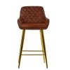 Carson Bar Stool in Vintage Brown Leather & Gold Base