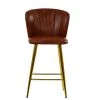 Dove Bar Stool in Vintage Brown Leather & Gold Base