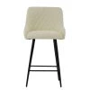 Vault Bar Stool in Cream Boucle with High Backrest & Black Base