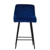Vault Bar Stool in Blue Velvet with High Backrest & Black Base