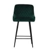 Vault Bar Stool in Emerald Green Velvet with High Backrest & Black Base