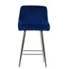 Vault Bar Stool in Blue Velvet with High Backrest & Chrome Base