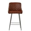 Vault Bar Stool in Vintage Brown Leather with High Backrest & Chrome Base