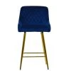 Vault Bar Stool in Blue Velvet with High Backrest & Gold Base