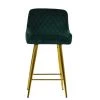 Vault Bar Stool in Emerald Green Velvet with High Backrest & Gold Base