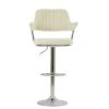 Perona Bar Stool in Natural Cream Fabric with Armrests