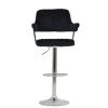 Perona Bar Stool in Black Velvet with Armrests