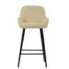 Carson Bar Stool in Cream Leather & Black Base