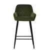 Carson Bar Stool in Olive Green Velvet & Black Base