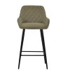 Carson Bar Stool in Taupe Leather & Black Base