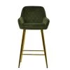 Carson Bar Stool in Olive Green Velvet & Gold Base
