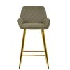 Carson Bar Stool in Taupe Leather & Gold Base