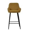 Hamilton Bar Stool in Light Tan Brown Leather & Black Base