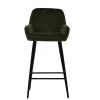 Hamilton Bar Stool in Olive Green Velvet & Black Base