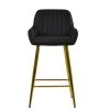 Hamilton Bar Stool in Black Leather & Gold Base