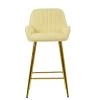 Hamilton Bar Stool in Cream Leather & Gold Base