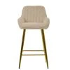 Hamilton Bar Stool in Natural Cream Fabric & Gold Base