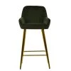 Hamilton Bar Stool in Olive Green Velvet & Gold Base