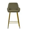 Hamilton Bar Stool in Taupe Leather & Gold Base