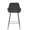 Carson Bar Stool in Dark Grey Leather & Chrome Base