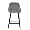 Carson Bar Stool in Light Grey Velvet & Black Base