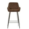 Hamilton Bar Stool in Aged Brown Leather & Chrome Base